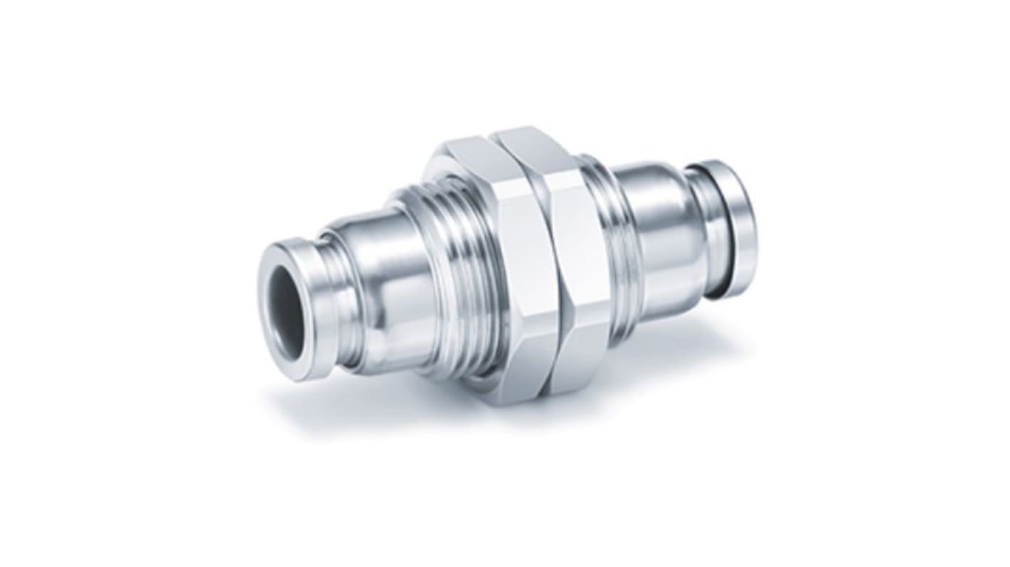 SMC KQB2 Series Bulkhead Union, Push In 4 mm to Push In 4 mm, Tube-to-Tube Connection Style, SERIE KQB2