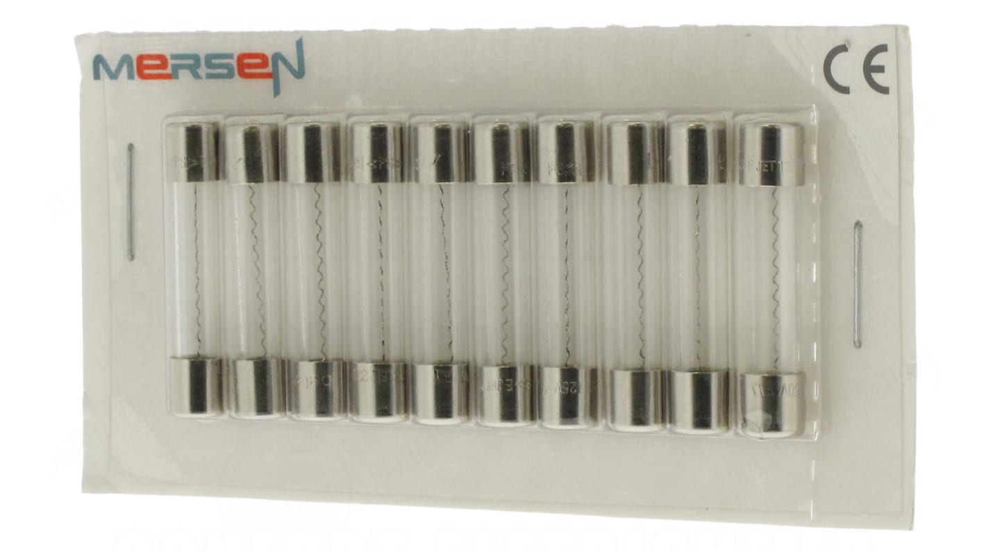 Mersen 630mA F Glass Cartridge Fuse, 6.3 x 32mm