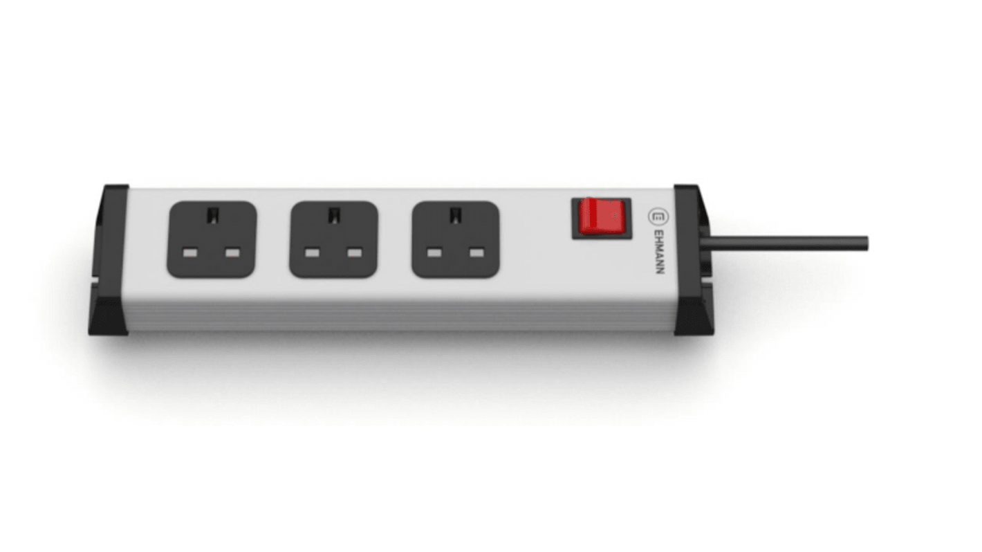 Type G - British 3 Gang Power Distribution Unit, 1.5m Cable, 13A, 230 V, Fused