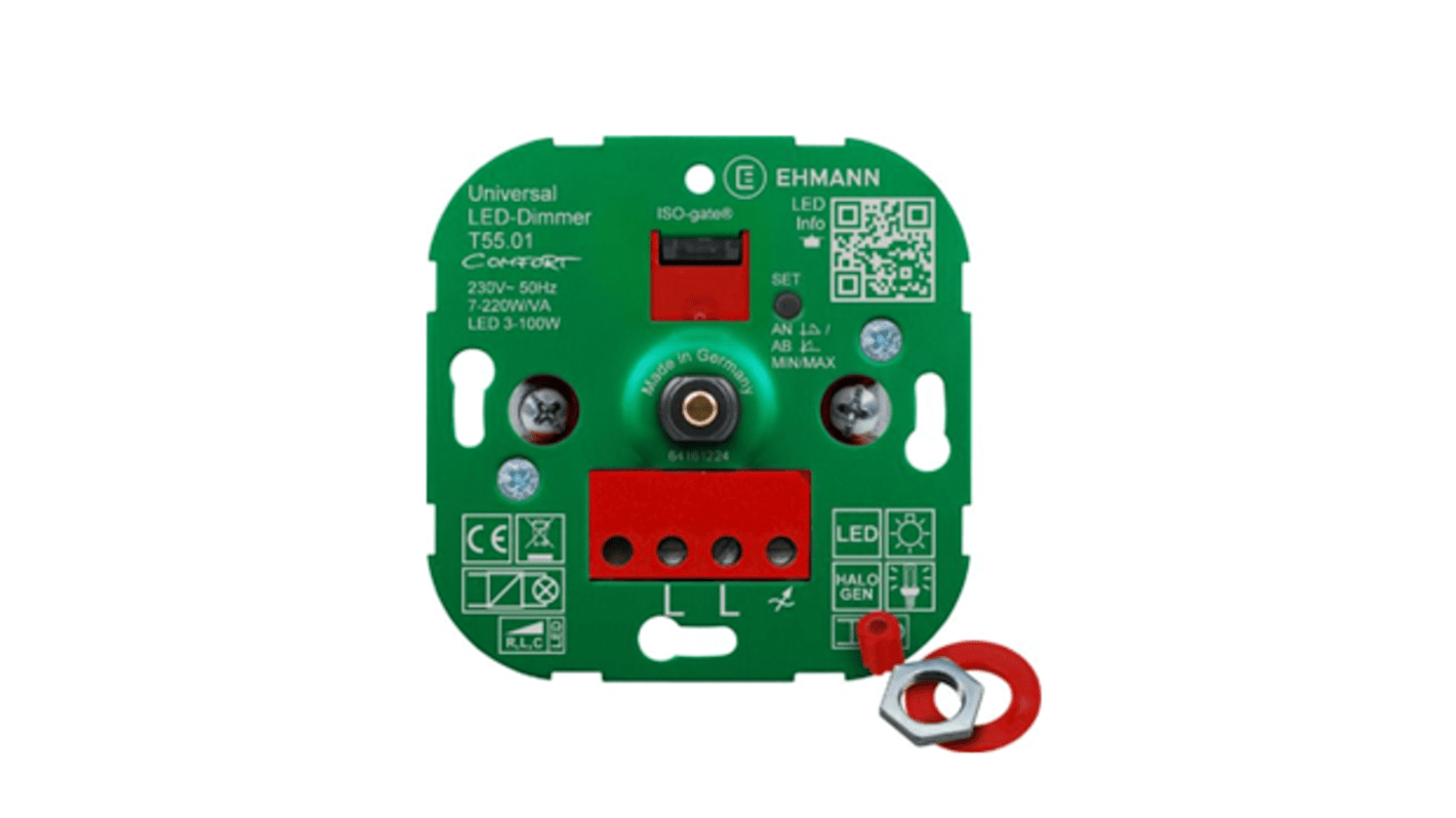 Regulador LED Bodo Ehmann 5500x0100, 2 vías, , 1 módulo Módulos, Palanca giratoria, 220W, 230V