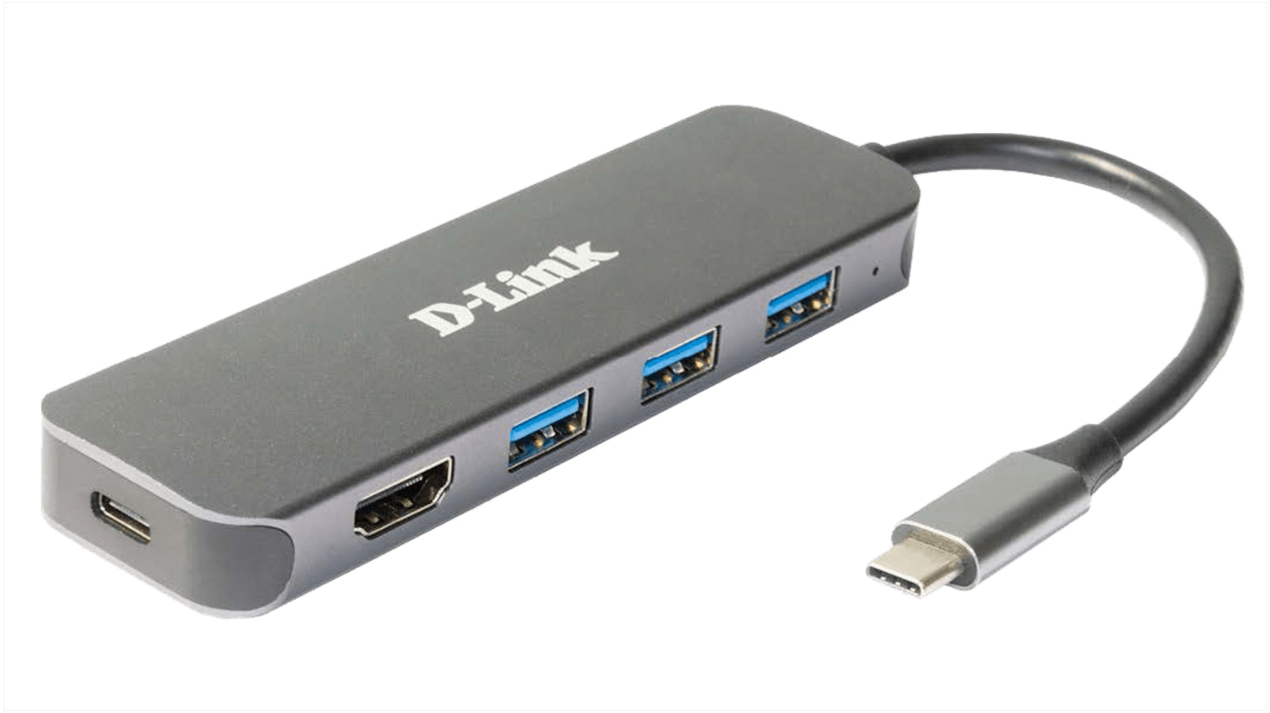 D-Link, USB 1.1, USB 2.0, USB 3.0 USB-C-Hub, 4 USB Ports, USB C, USB, USB-Bus, 118 x 35 x 13.5mm