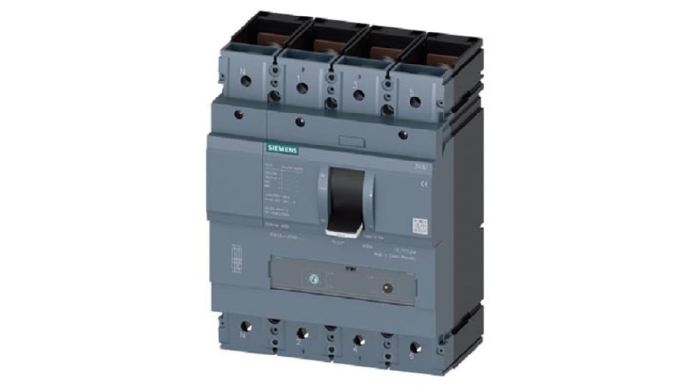 MCCB Siemens, 4 Polos, 400A, Capacidad de Ruptura 36 kA, Montaje fijo, SENTRON, 3VA1