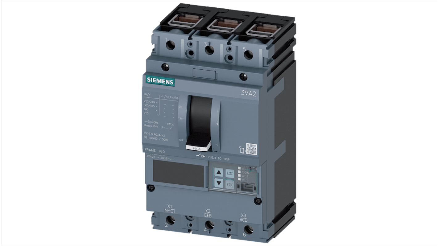 3VA2110-6JQ36-0AA0 | Siemens, SENTRON MCCB 3P 100A, Breaking Capacity ...