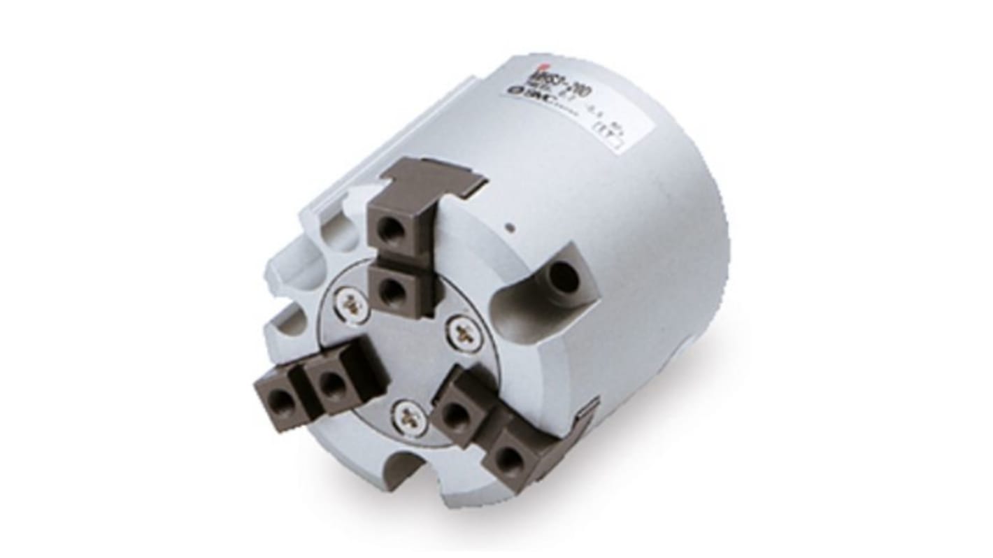 Pinza pneumatica, SMC MHS3-100D, serie MHS, 3 dita, Doppio effetto, 6 bar max, presa parallela