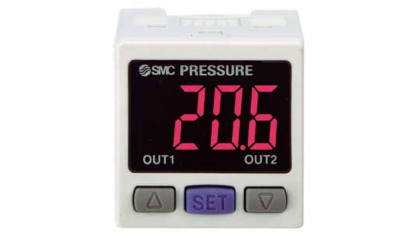 Contrôleur capteur de pression SMC PSE300, PNP x 2, IP40, 50mA, 12 → 24V c.c.