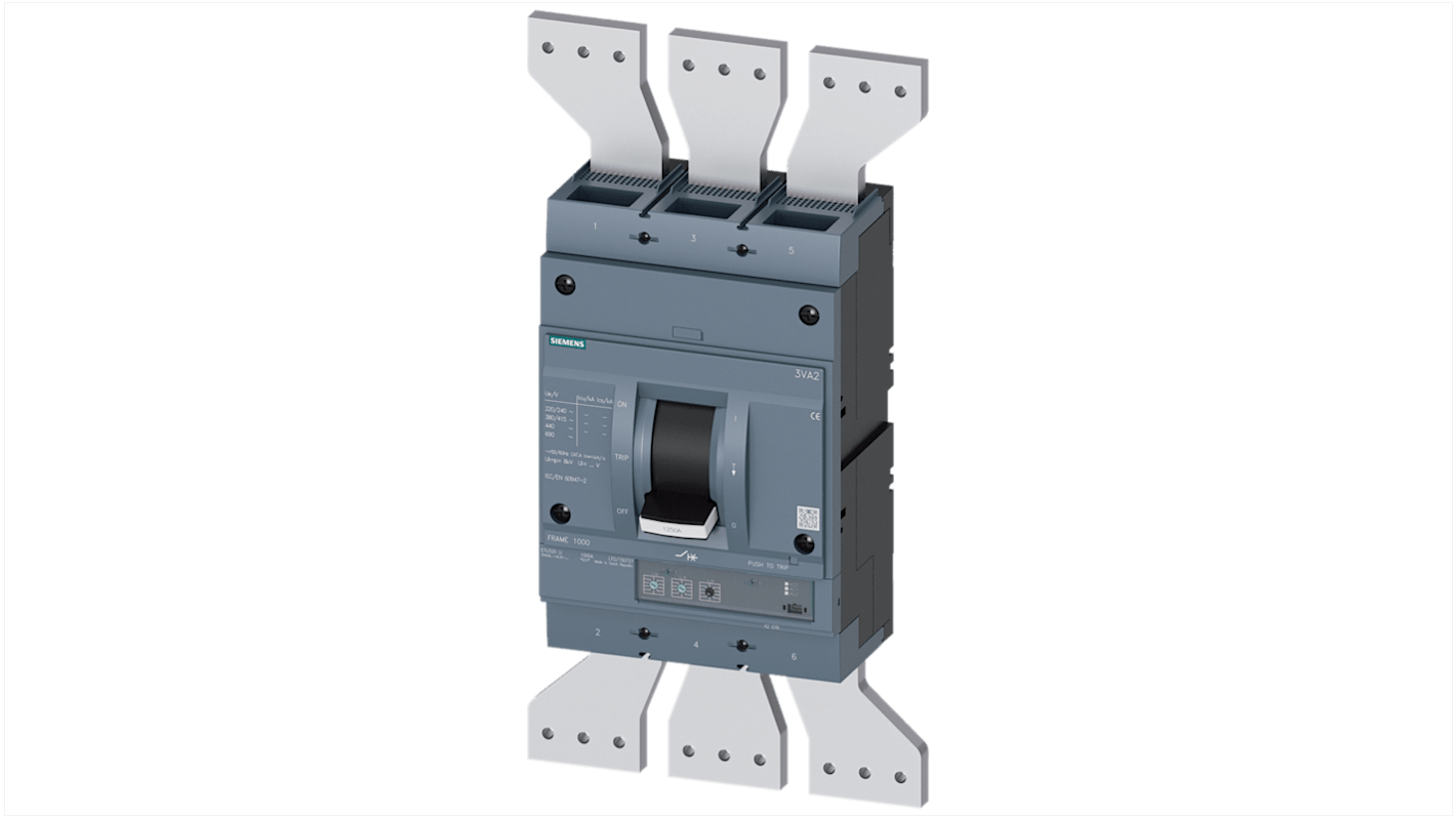 Interruttore magnetotermico scatolato 3VA2612-5HL32-0AA0, 3, 1.25kA, potere di interruzione 25 kA, Fissa
