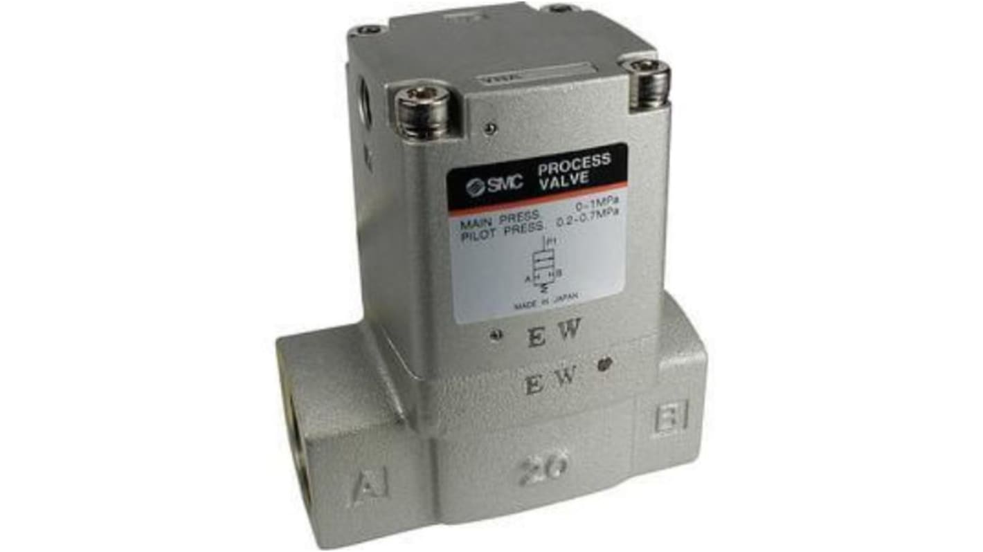 SMC Axial type Pneumatic Actuated Valve, Rc 1/4in to Rc (taper) Rc 1/4in, 1275.95 Nl/min