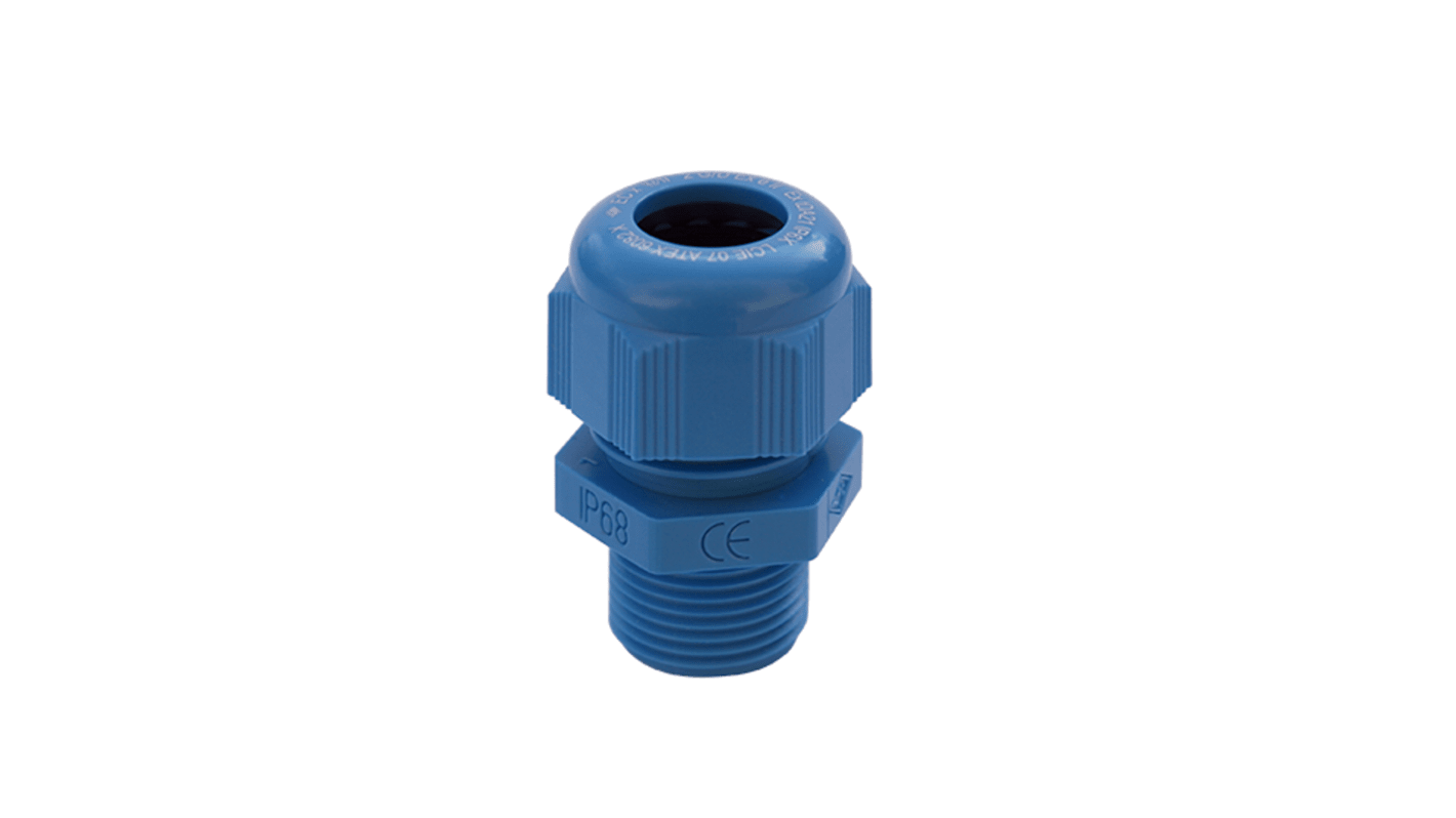 F7421200E SIB SIBTEC Series Blue Polyamide Cable Gland, M12 Thread