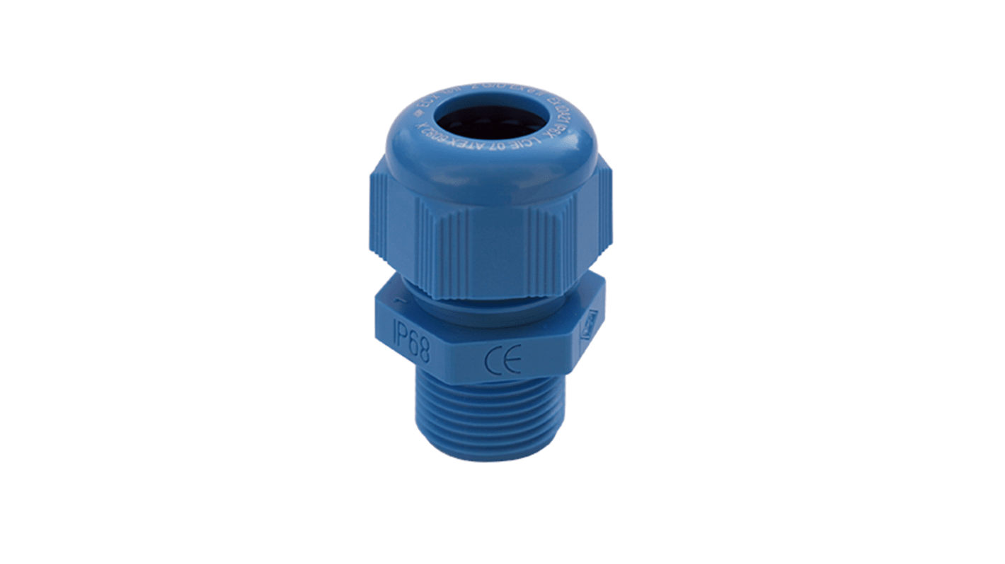 SIB SIB-TEC Series Blue Polyamide Cable Gland, M16 Thread, 5mm Min, 10mm Max, IP68