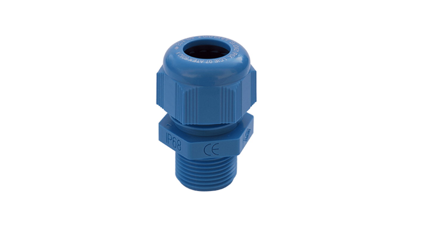 SIB SIB-TEC Series Blue Polyamide Cable Gland, M16 Thread, 5mm Min, 8mm Max, IP68