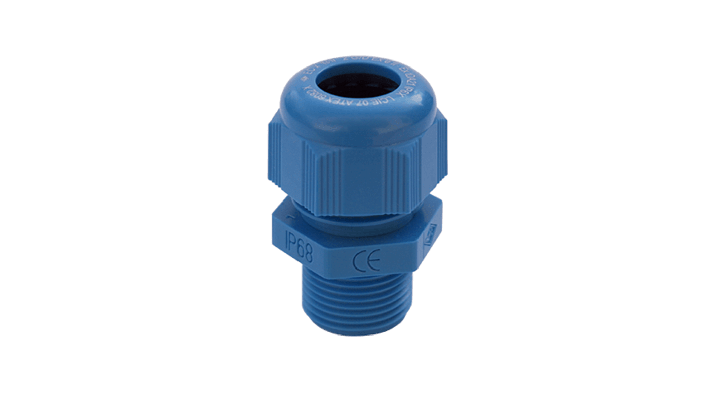 SIB SIB-TEC Series Blue Polyamide Cable Gland, M32 Thread, 16mm Min, 25mm Max, IP68