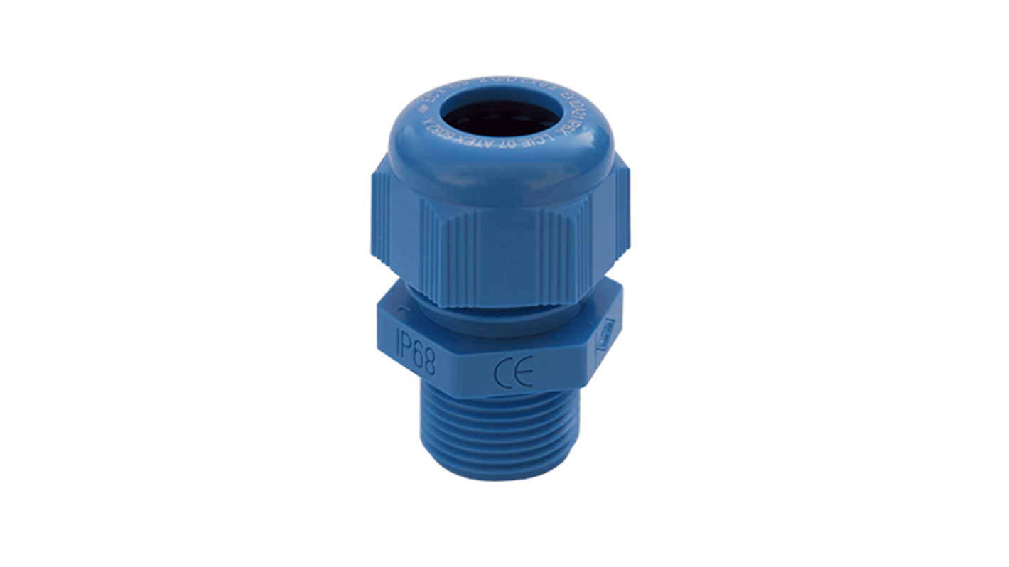 SIB SIB-TEC Series Blue Polyamide Cable Gland, M63 Thread, 40mm Min, 48mm Max, IP68