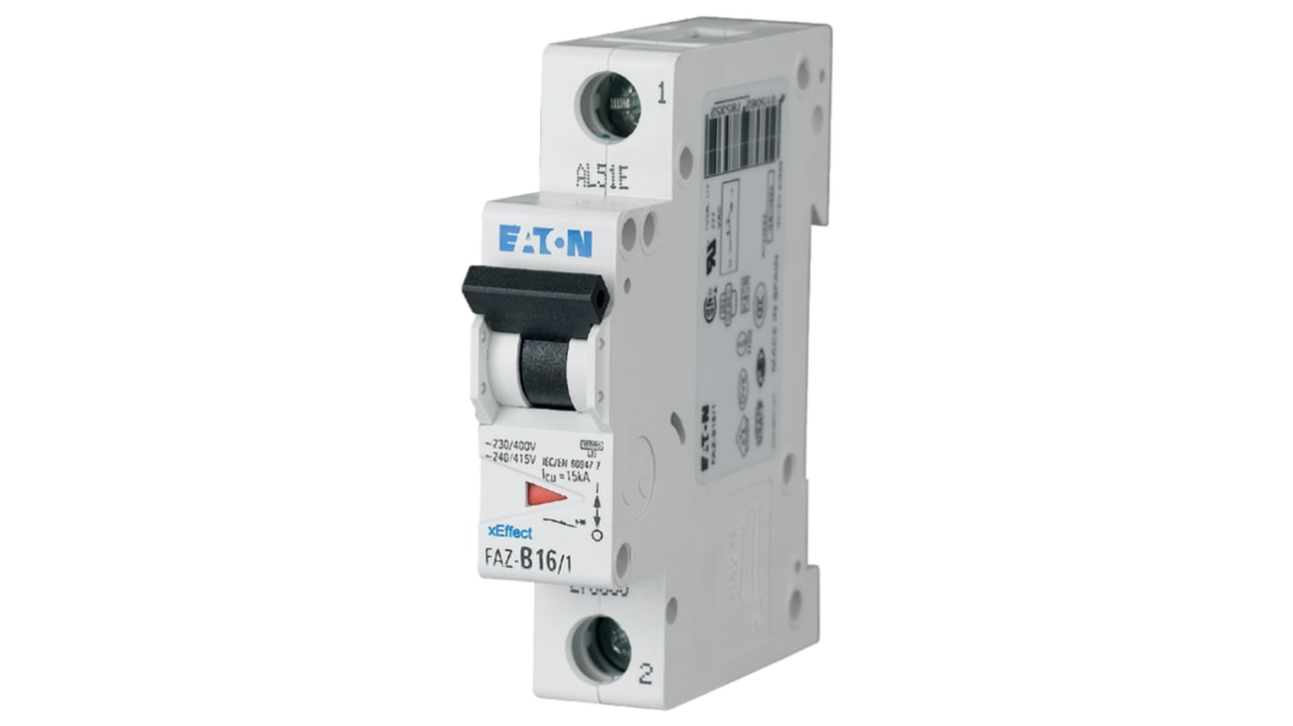 Eaton MCB Leitungsschutzschalter Typ C, 1-polig 1.6A 240 → 415V, Abschaltvermögen 15 kA xEffekt