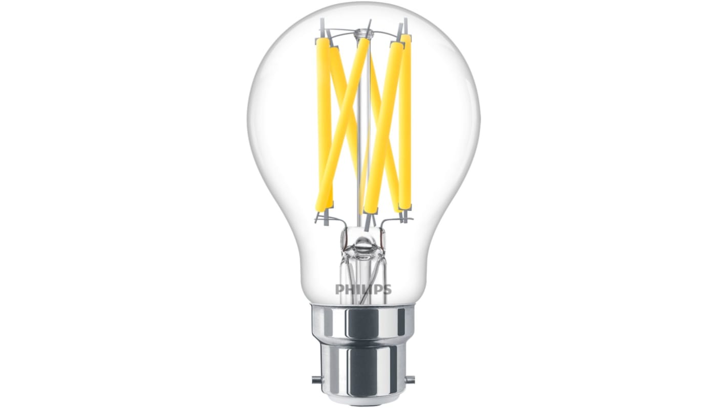 Ampoule LED B22 Philips, 10,5 W, 2200/2700K, Lueur chaude, gradable