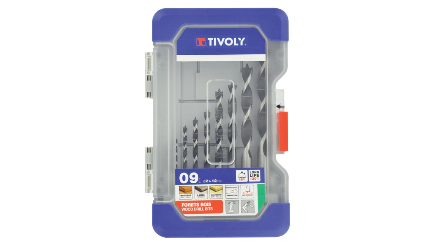 Set punte per trapano Tivoly, Ø da 2mm a 12mm, 9 pezzi