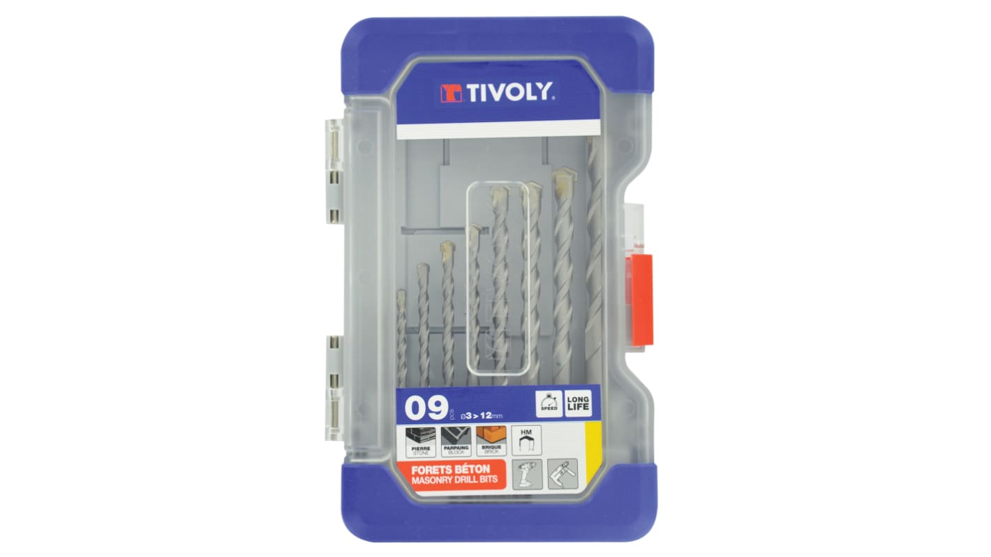 Set punte per trapano Tivoly, Ø da 3mm a 12mm, 9 pezzi