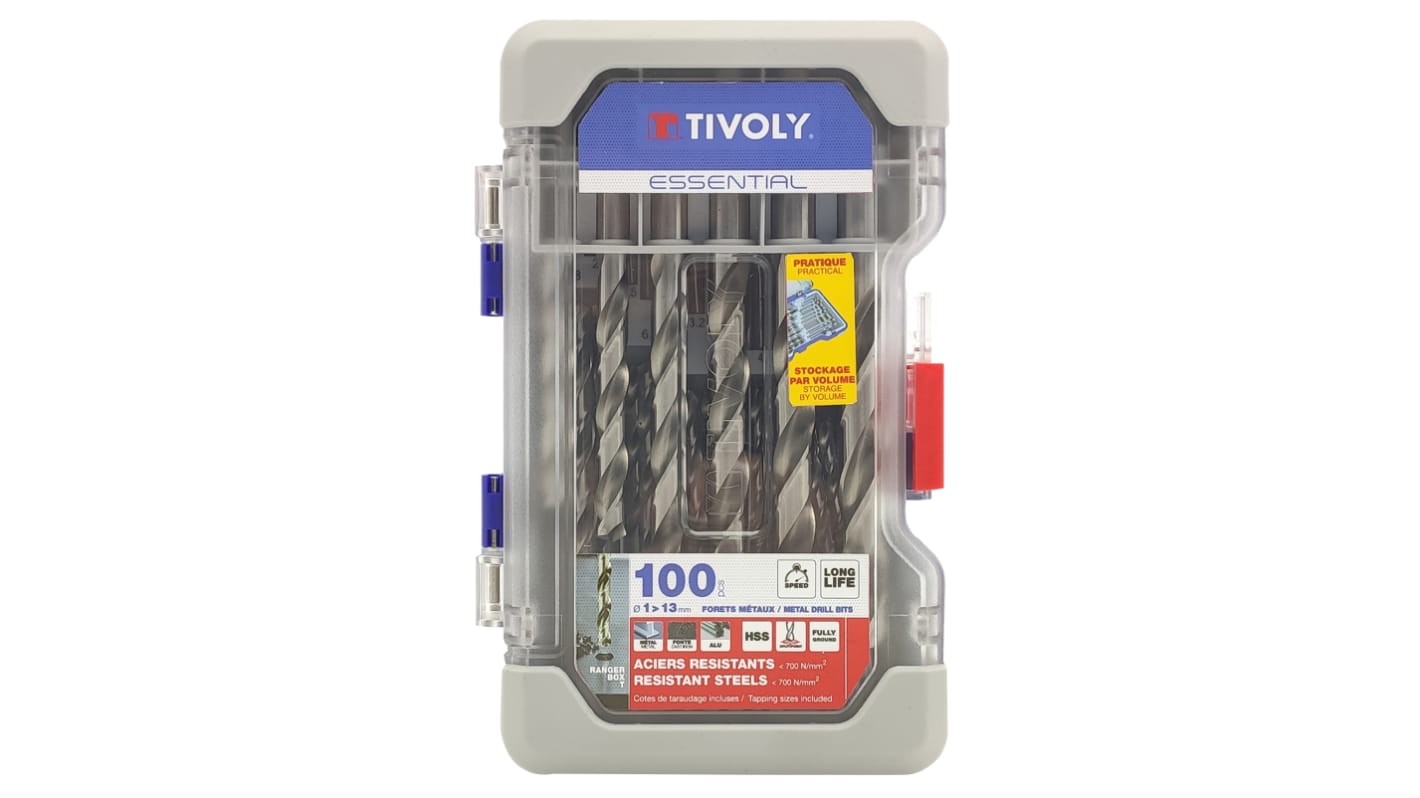 Set punte per trapano Tivoly in HSS, Ø da 1mm a 13mm, 100 pezzi