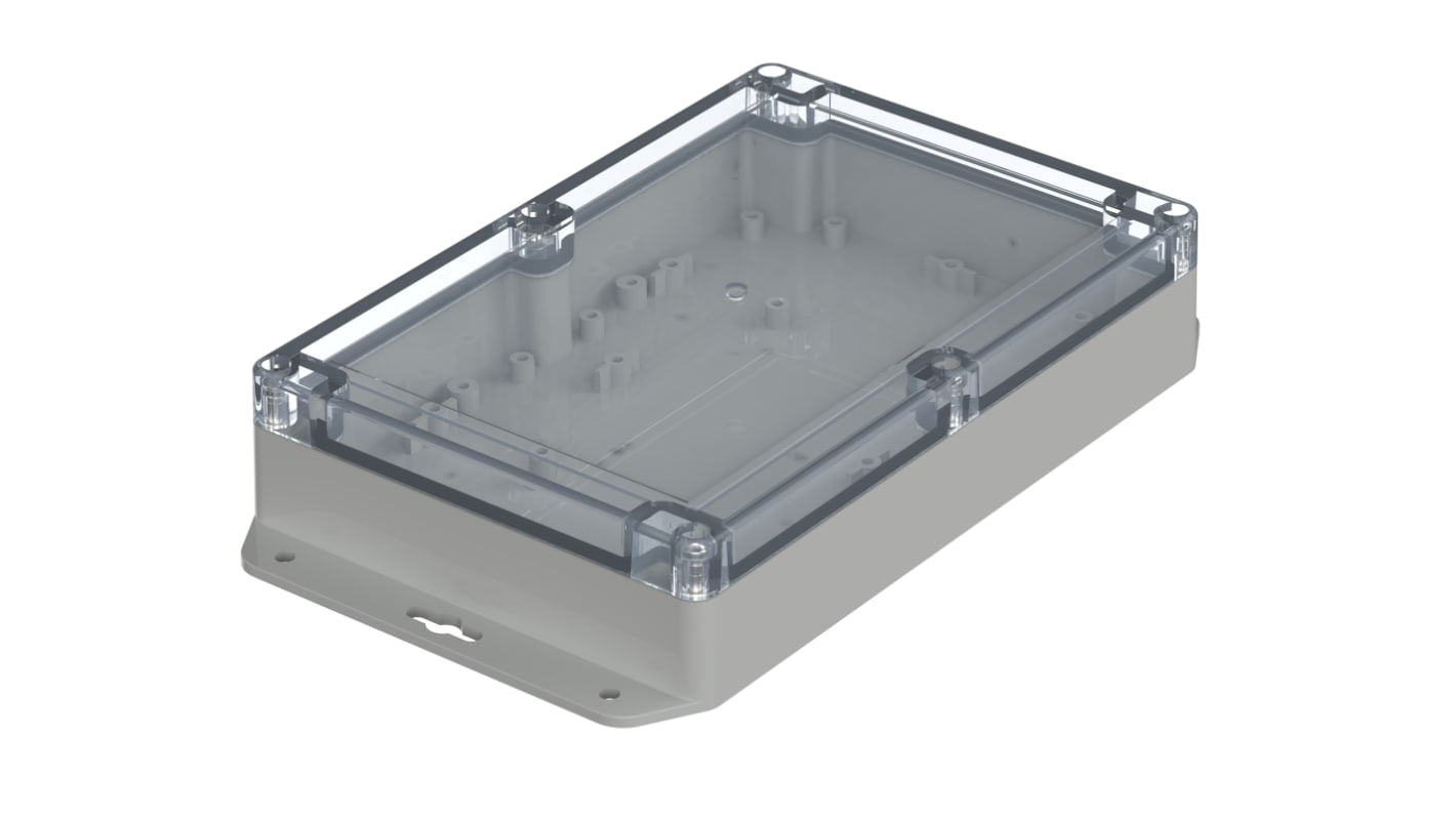 Bopla Euromas X Series Light Grey Polycarbonate Enclosure, IP66, IP68, IK07, Flanged, Clear Lid, 209.7 x 139.8 x 45.1mm