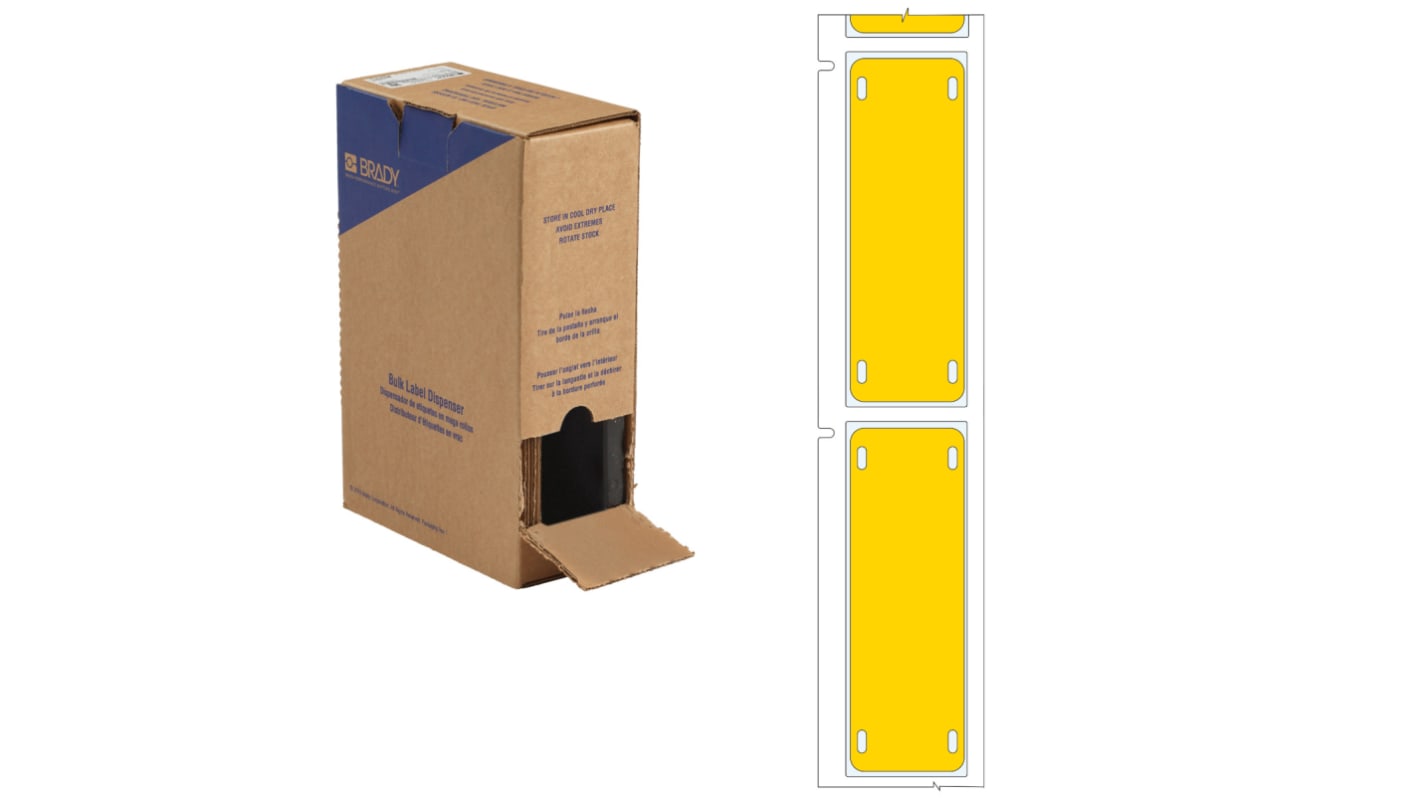 Brady B-7643 Black on Yellow Cable Labels, 25.00 mm Width, 75.00mm Label Length, 25mm Label Width