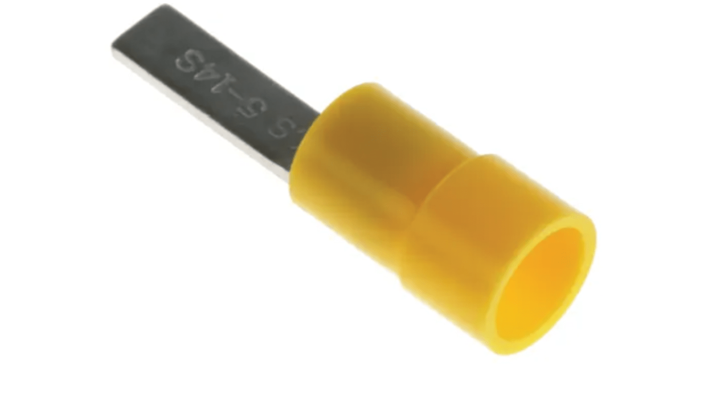 RS PRO Insulated Crimp Blade Terminal 14mm Blade Length, 4mm² to 6mm², 12AWG to 10AWG, Yellow