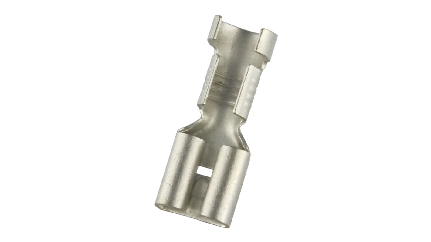 RS PRO Uninsulated Female Spade Connector, Open barrel, 6.35 x 0.8mm Tab Size, 2.5mm² to 6mm²