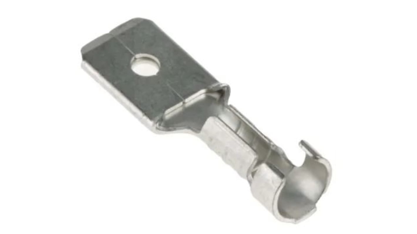 RS PRO Metal Uninsulated Male Spade Connector, Tab, 6.35 x 0.8mm Tab Size, 0.5mm² to 1mm²