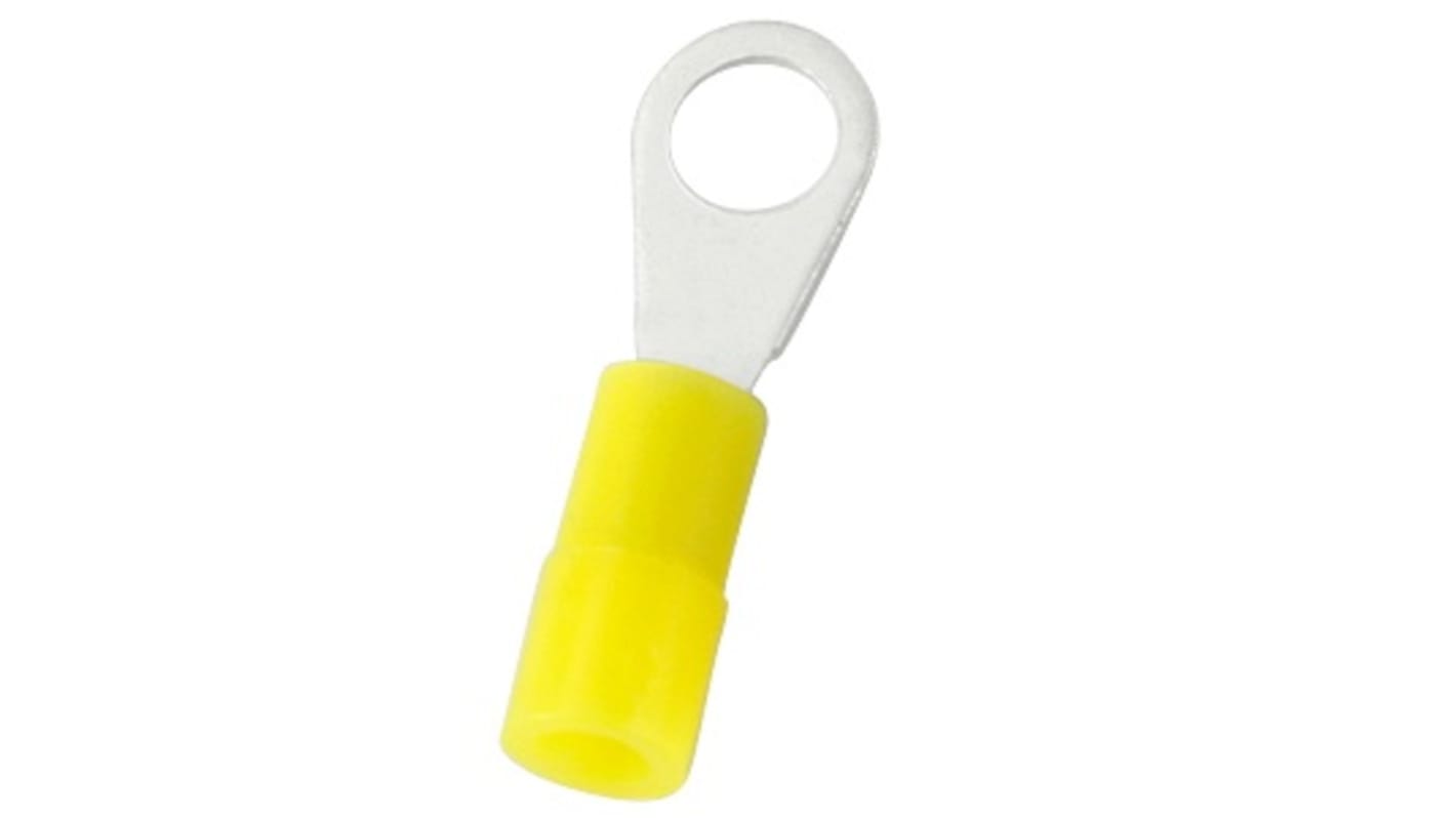 RS PRO Insulated Crimp Ring Terminal, M3 Stud Size, 0.2mm² to 0.5mm² Wire Size, Yellow