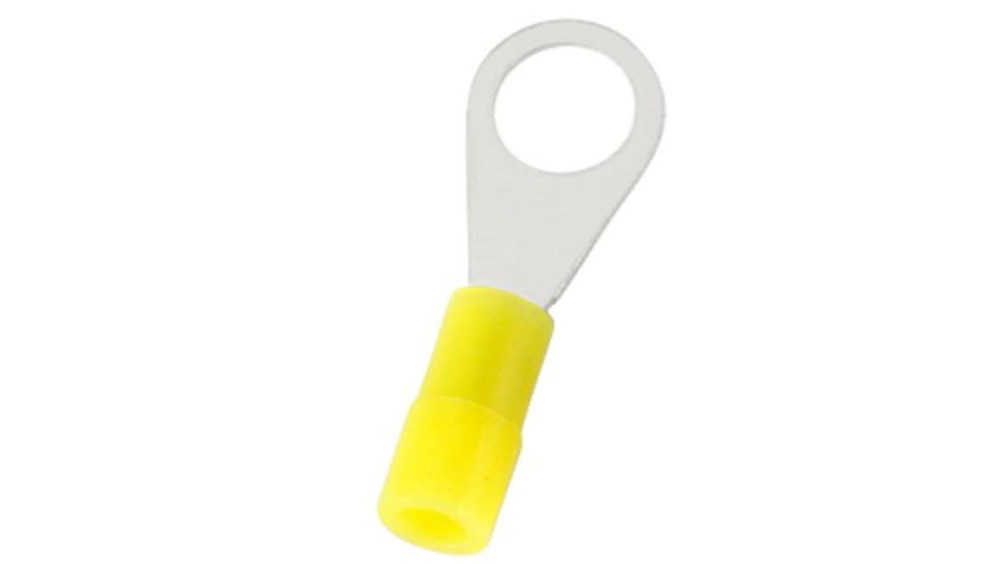 RS PRO Insulated Crimp Ring Terminal, M4 Stud Size, 0.2mm² to 0.5mm² Wire Size, Yellow