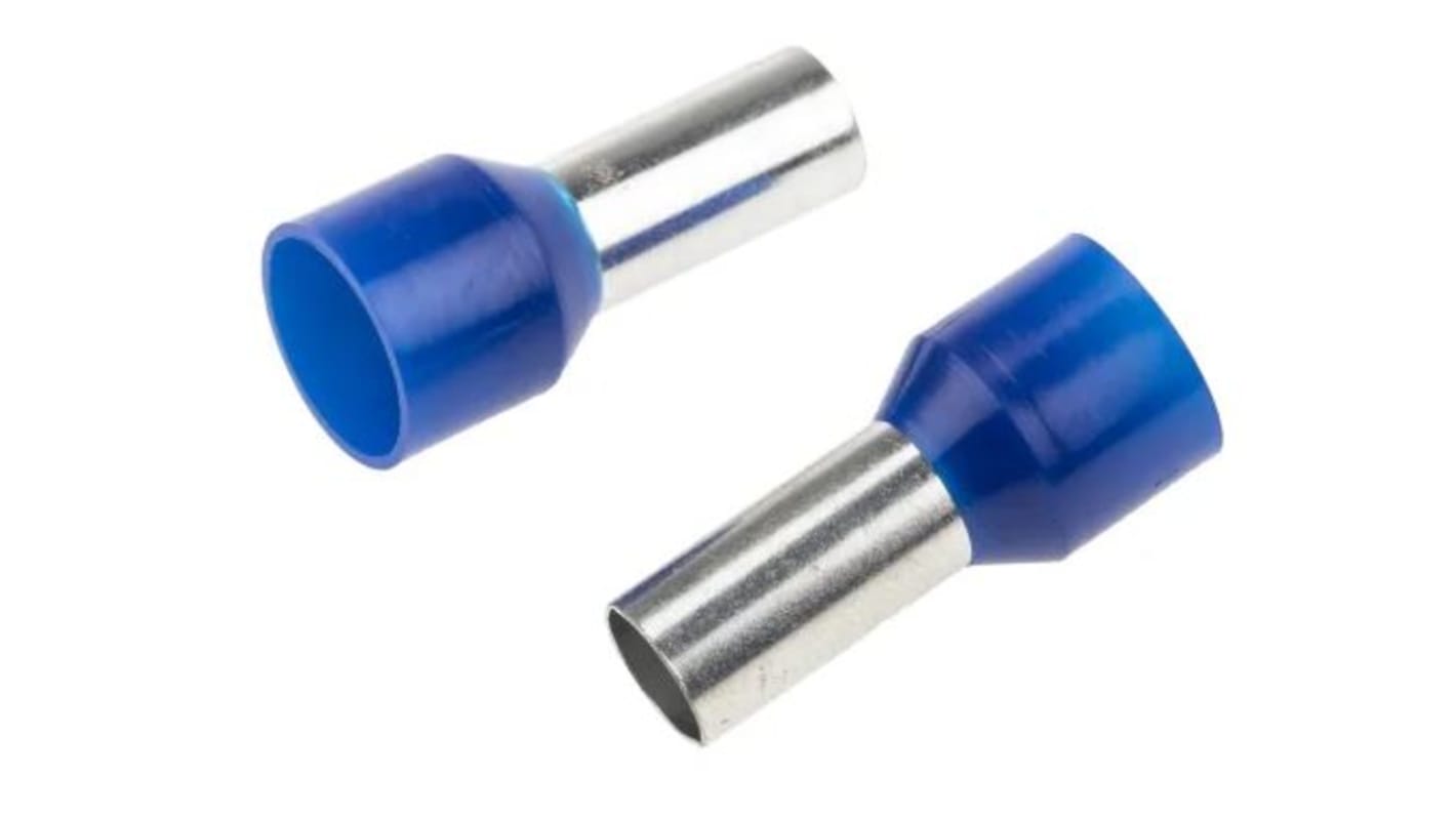 RS PRO Aderendhülse bis 16mm², Stift ø 5.8mm, Blau, Nylon, 12mm, 24mm, Isoliert, 6AWG max.