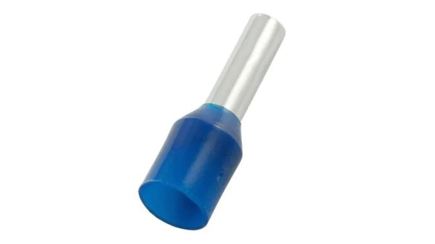 RS PRO Insulated Bootlace Ferrule, 18mm Pin Length, 6.2mm Pin Diameter, 16mm² Wire Size, Blue