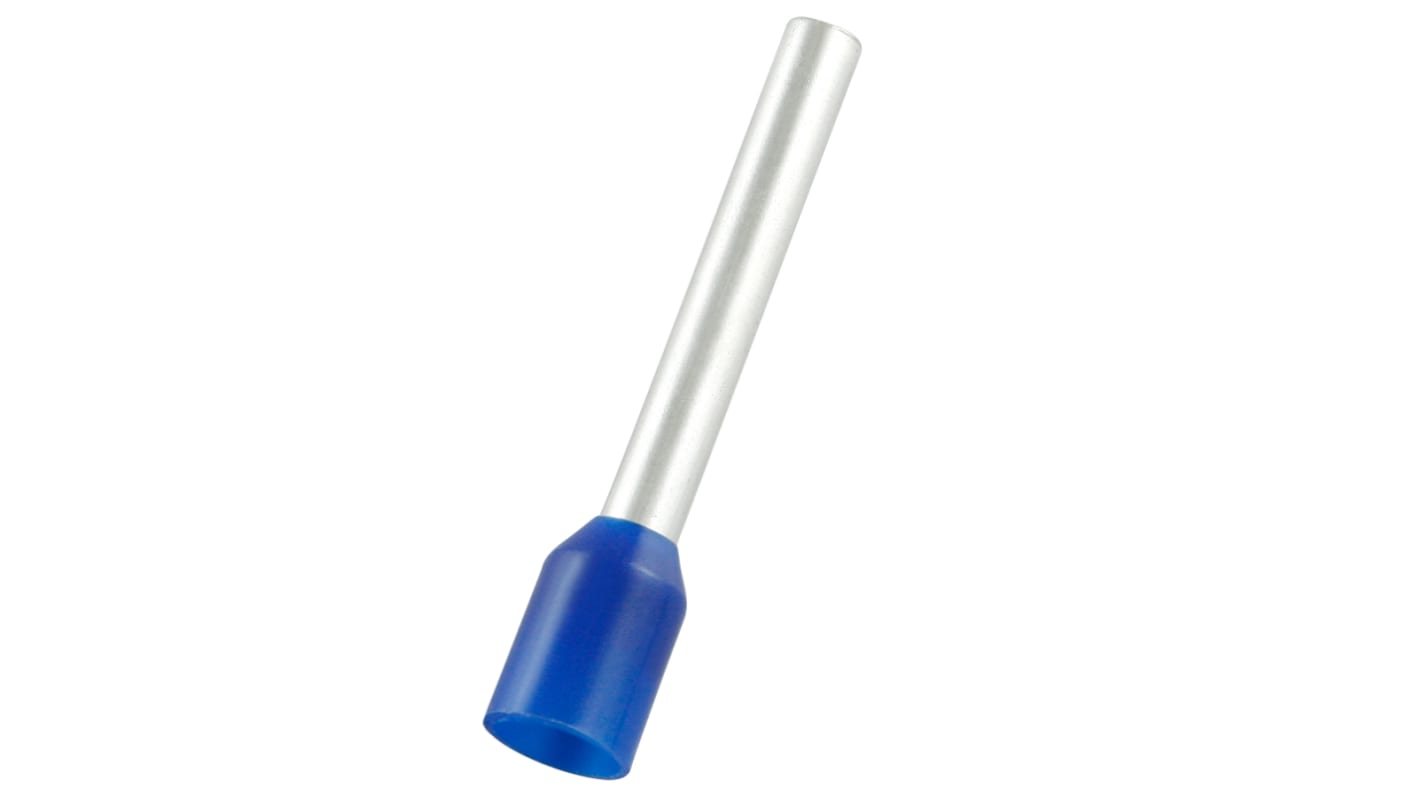 RS PRO Aderendhülse bis 2.5mm², Stift ø 2.6mm, Blau, Nylon, 18mm, 24mm, Isoliert, 14AWG max.