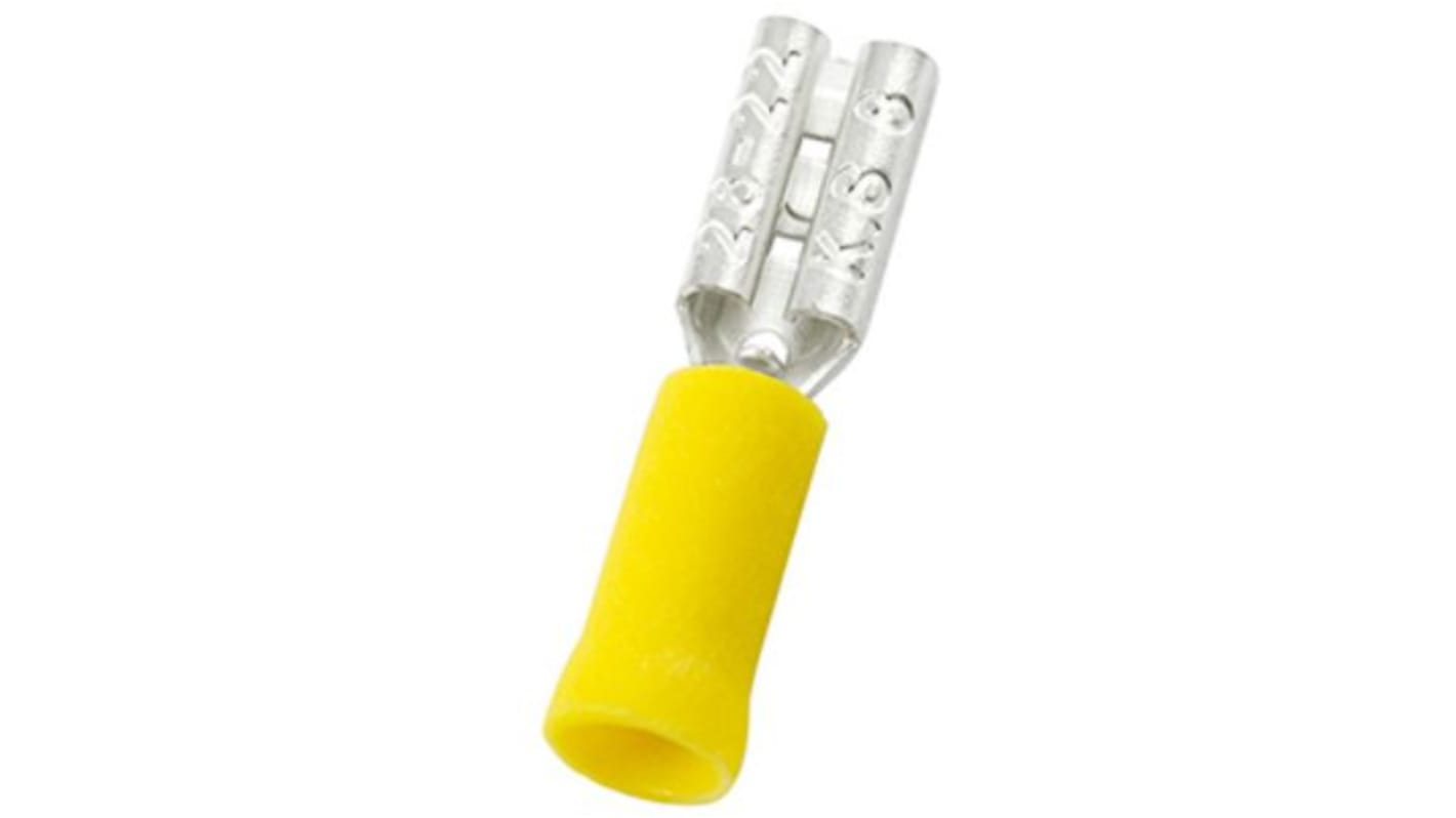 Terminal de lengüeta hembra aislado de color Amarillo RS PRO de crimpar, 2.8 x 0.8mm, 0.2mm² → 0.5mm², long. 16mm, de