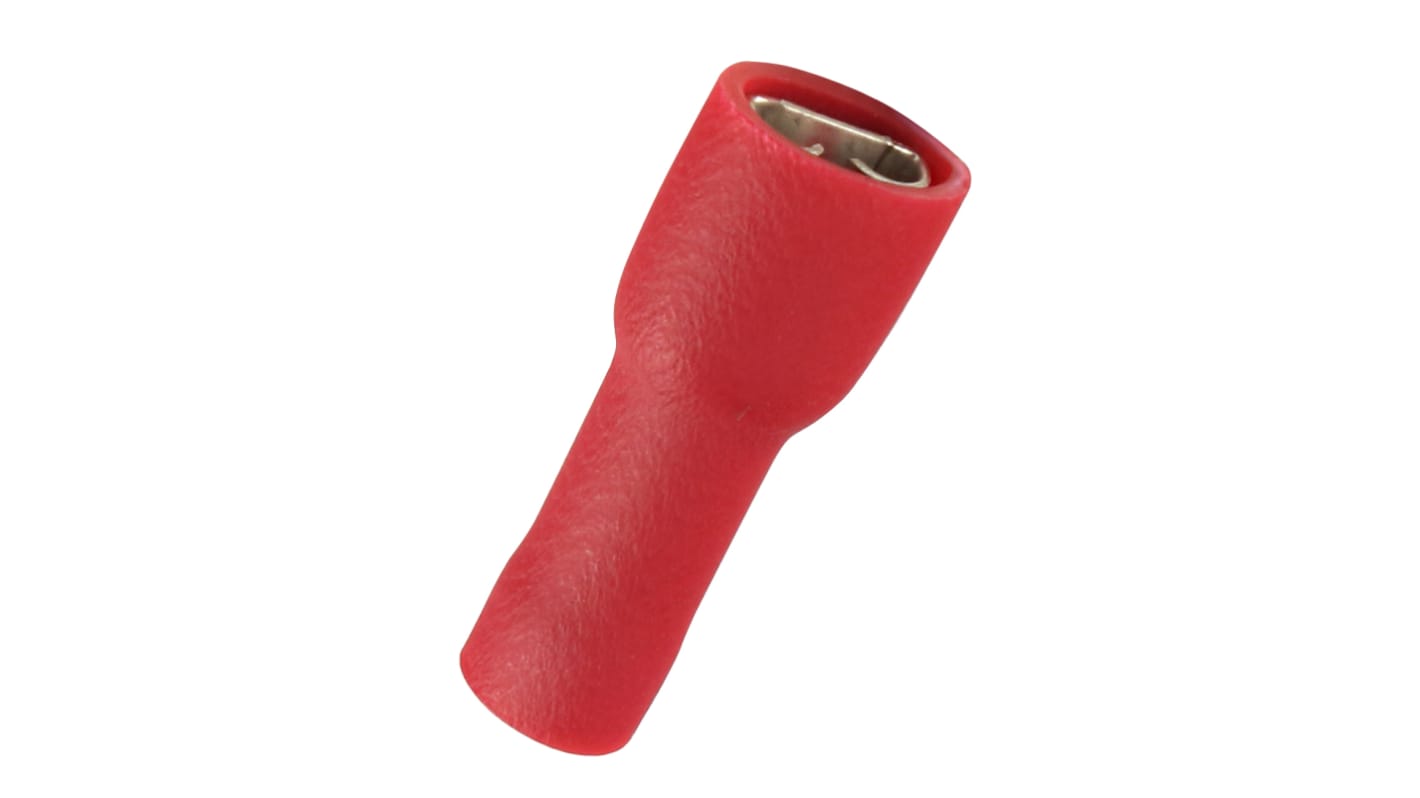 Terminal de lengüeta hembra aislado de color Rojo RS PRO de crimpar, 0.8 x 4.75mm, 0.5mm² → 1.5mm², long. 20.5mm, de
