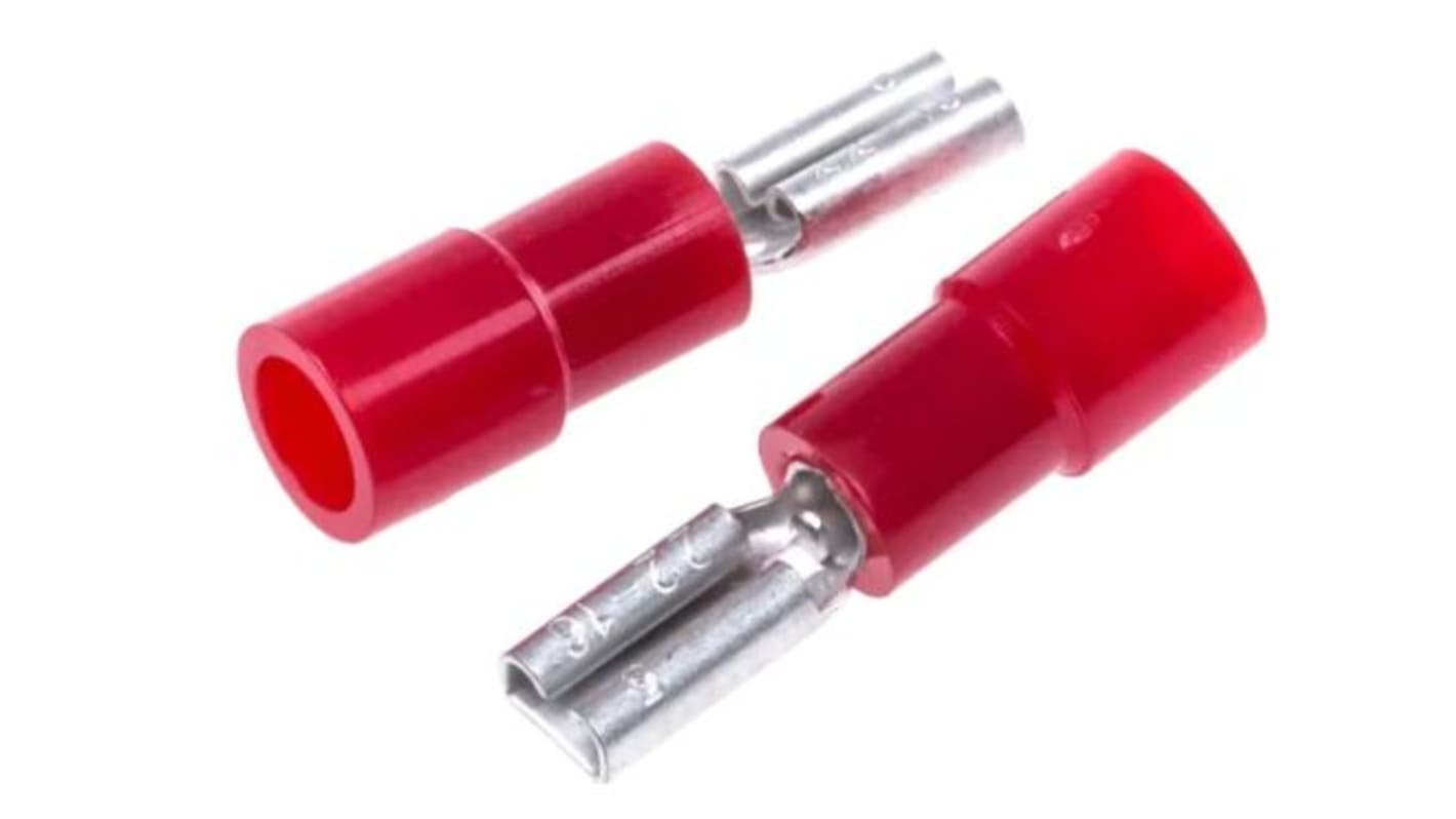 RS PRO Flachsteckhülse, Rot, Isoliert, 2.8 x 0.5mm, Buchse, 0.5mm² - 1.5mm², 22AWG min