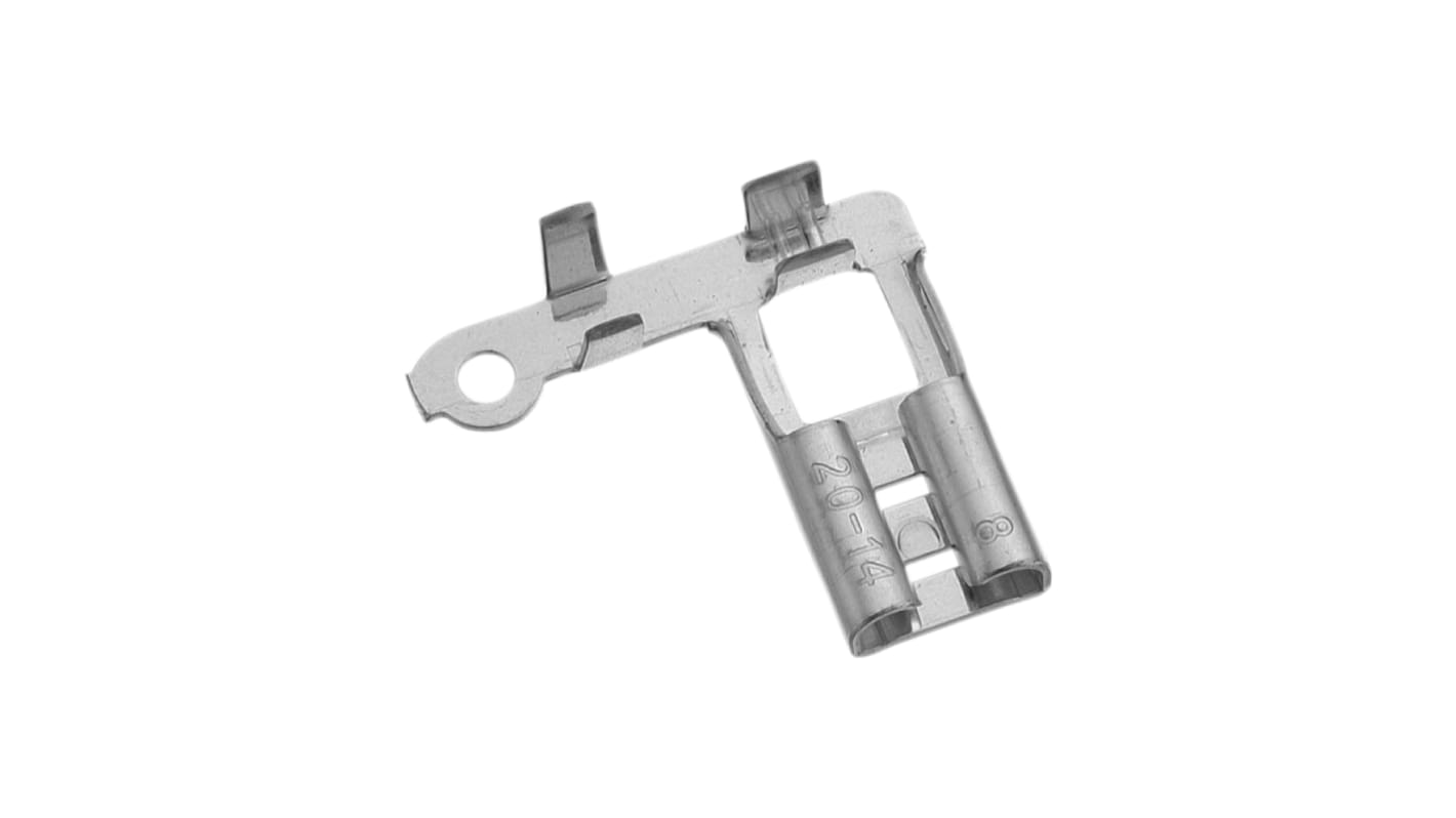 RS PRO Grey Uninsulated Female Spade Connector, Flag Terminal, 6.35 x 0.8mm Tab Size, 1.5mm² to 2.5mm²