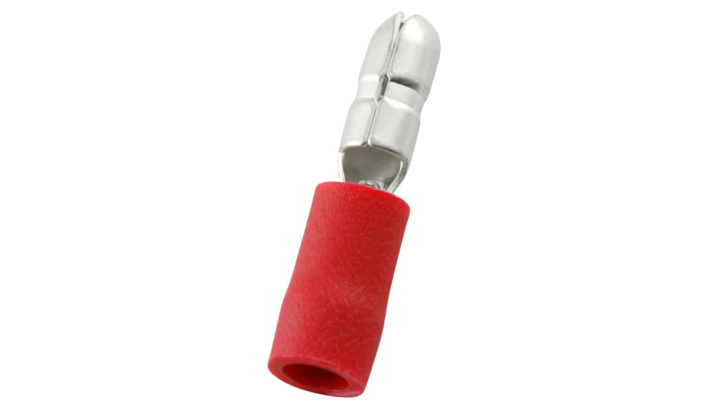 Capocorda bullet a crimpare RS PRO, Maschio, diam. 4mm, 0.5mm² - 1.5mm², Rosso