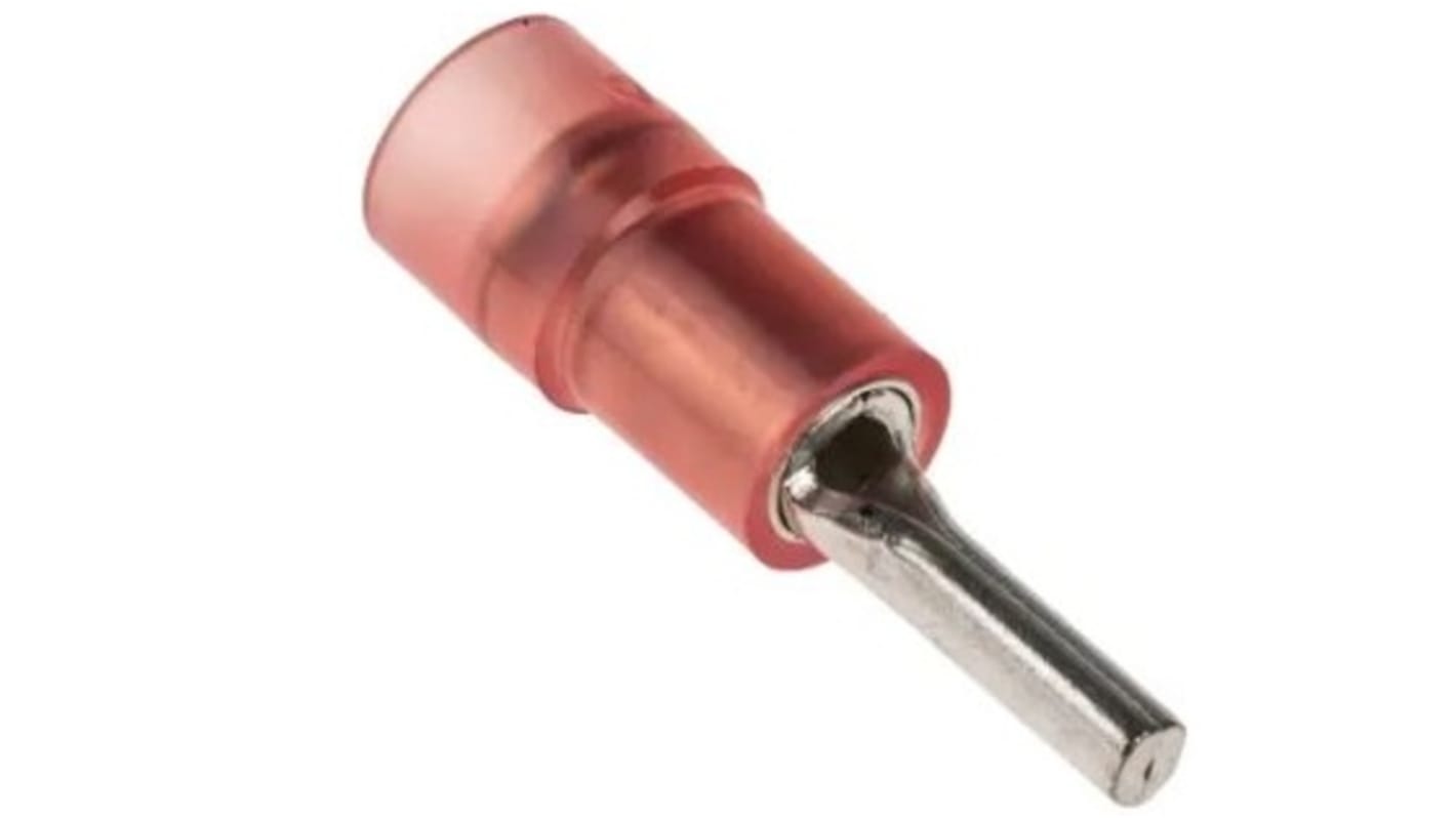 RS PRO Insulated, Tin Crimp Pin Connector, 0.5mm² to 1.5mm², 22AWG to 16AWG, 1.9mm Pin Diameter, 9mm Pin Length, Red