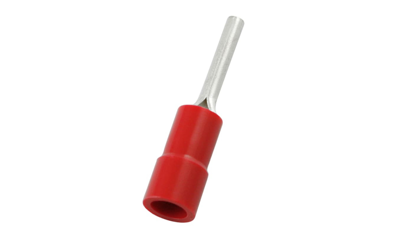 RS PRO Insulated, Tin Crimp Pin Connector, 0.5mm² to 1.5mm², 22AWG to 16AWG, 1.9mm Pin Diameter, 10mm Pin Length, Red