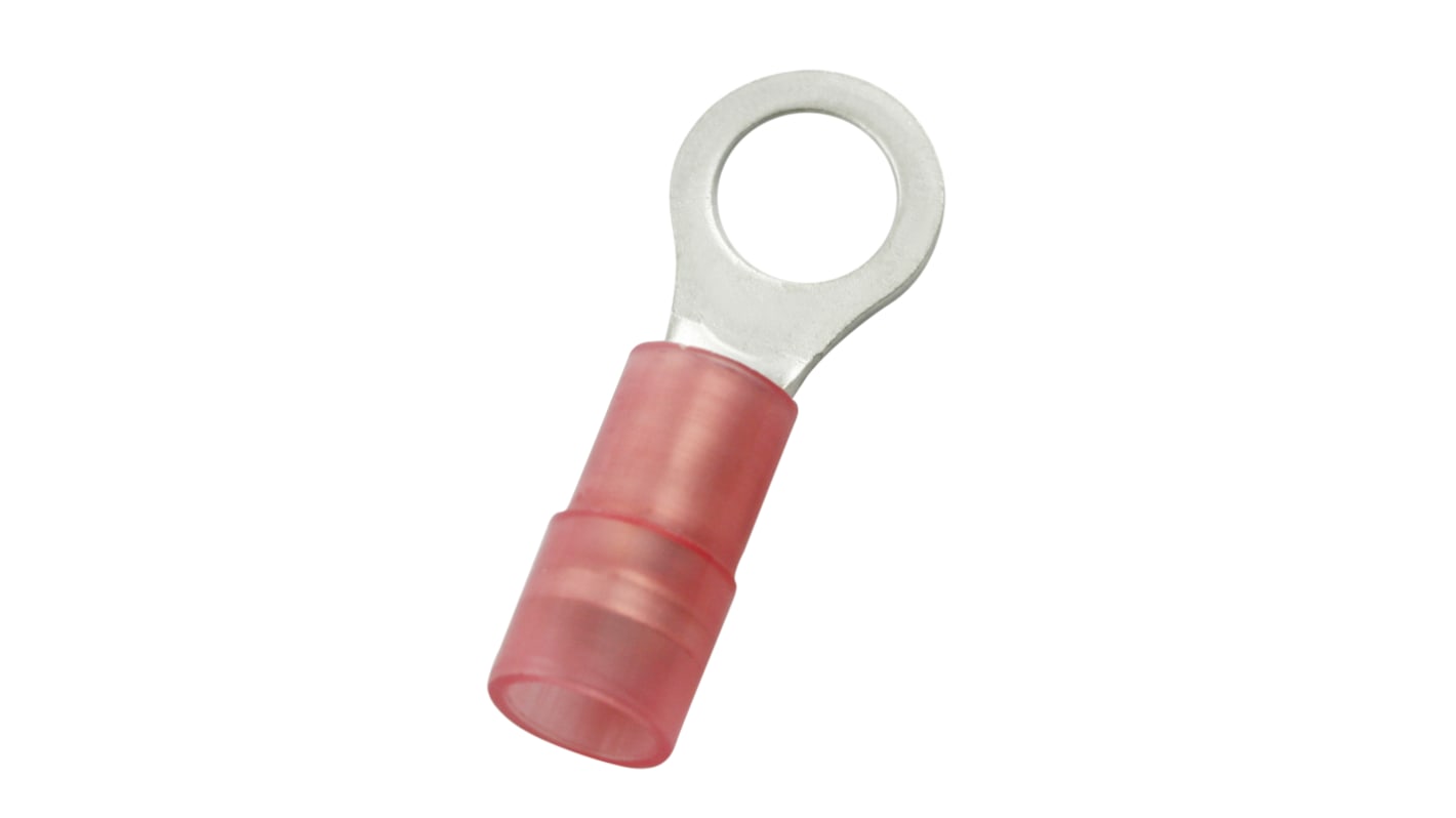 RS PRO Insulated Crimp Ring Terminal, M5 Stud Size, 0.5mm² to 1.5mm² Wire Size, Red