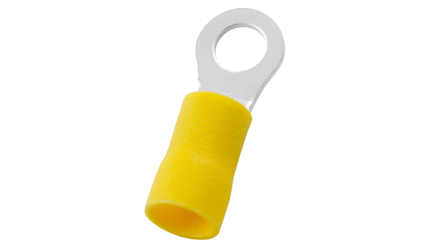 RS PRO Insulated Crimp Ring Terminal, 5.3mm Stud Size, 4mm² to 6mm² Wire Size, Yellow