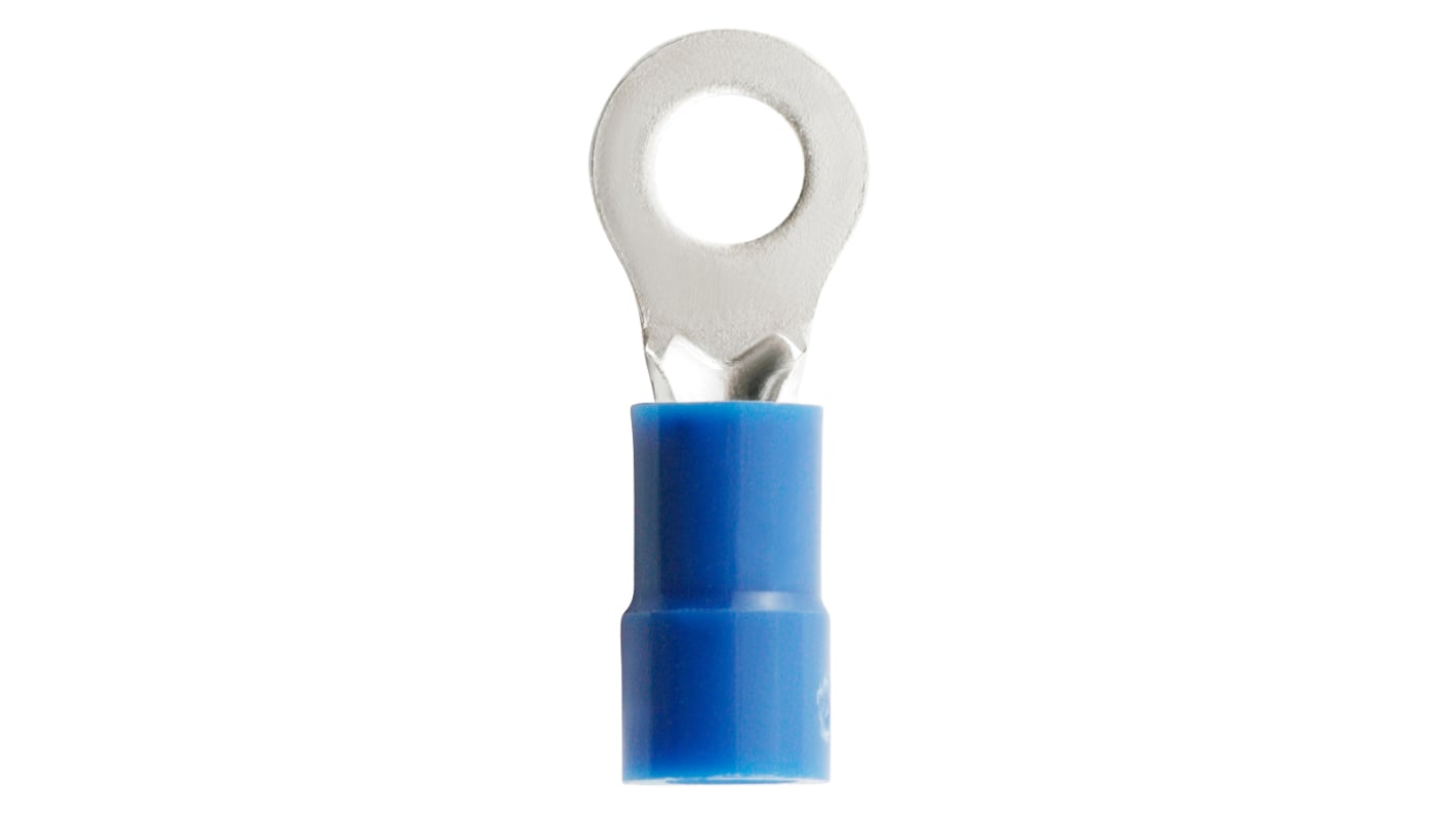 RS PRO Insulated Crimp Ring Terminal, M4 Stud Size, 1.5mm² to 2.5mm² Wire Size, Blue