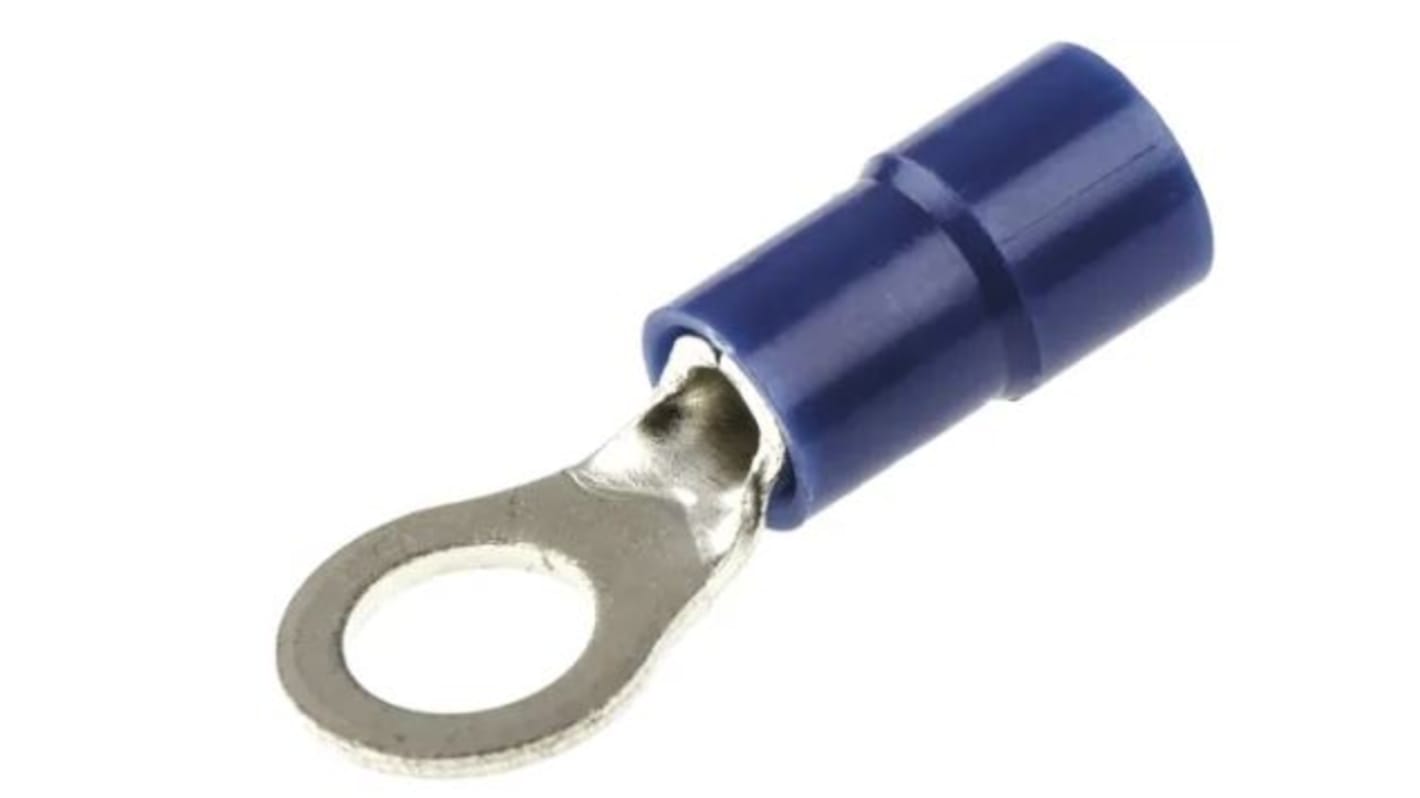 RS PRO Insulated Crimp Ring Terminal, M5 Stud Size, 1.5mm² to 2.5mm² Wire Size, Blue
