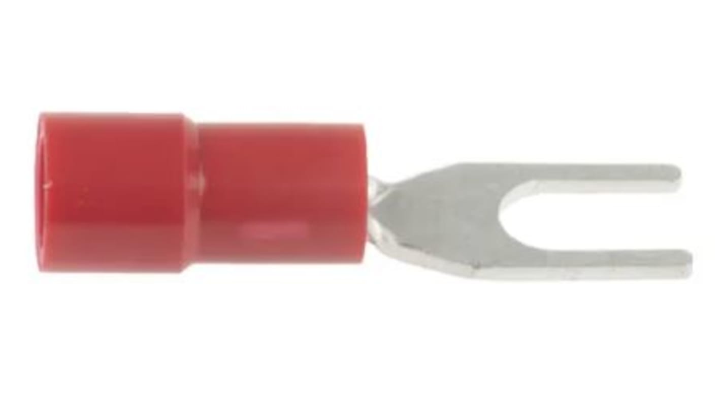 RS PRO Insulated Crimp Spade Connector, 0.5mm² to 1.5mm², 22AWG to 16AWG, 3.7mm Stud Size Vinyl, Red