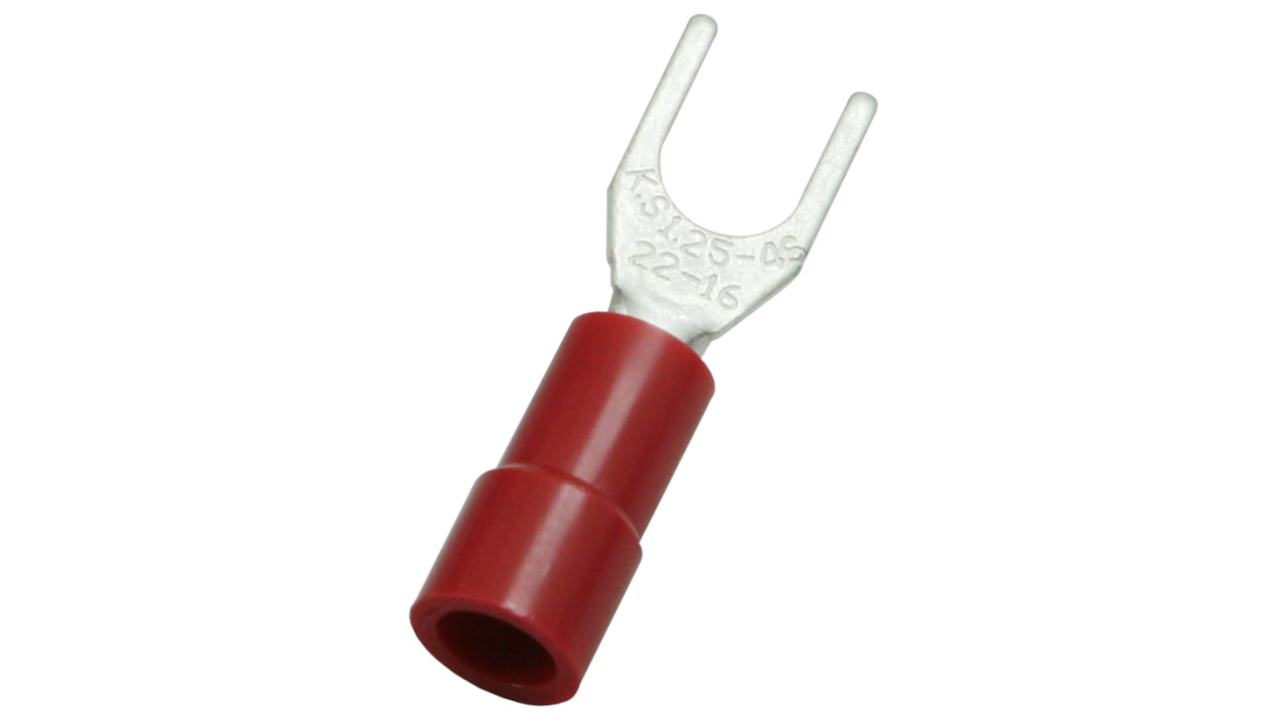 Capocorda a forcella a crimpare RS PRO, perno 4.3mm, 0.5mm² - 1.5mm², Rosso
