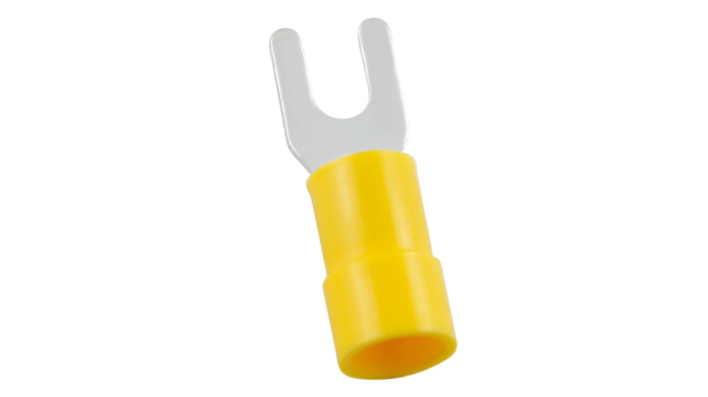 RS PRO Insulated Crimp Spade Connector, 4mm² to 6mm², 12AWG to 10AWG, 4.3mm Stud Size Vinyl, Yellow