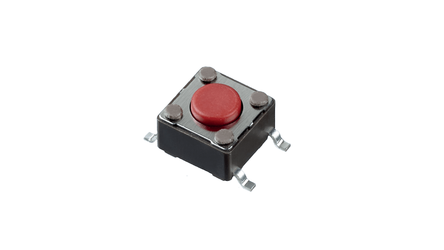 Red Tact Switch, SPST 50mA 4.3mm Surface Mount