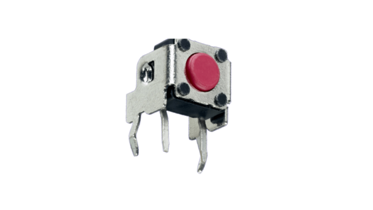 Red Tact Switch, SPST 50mA 7.3mm Through Hole