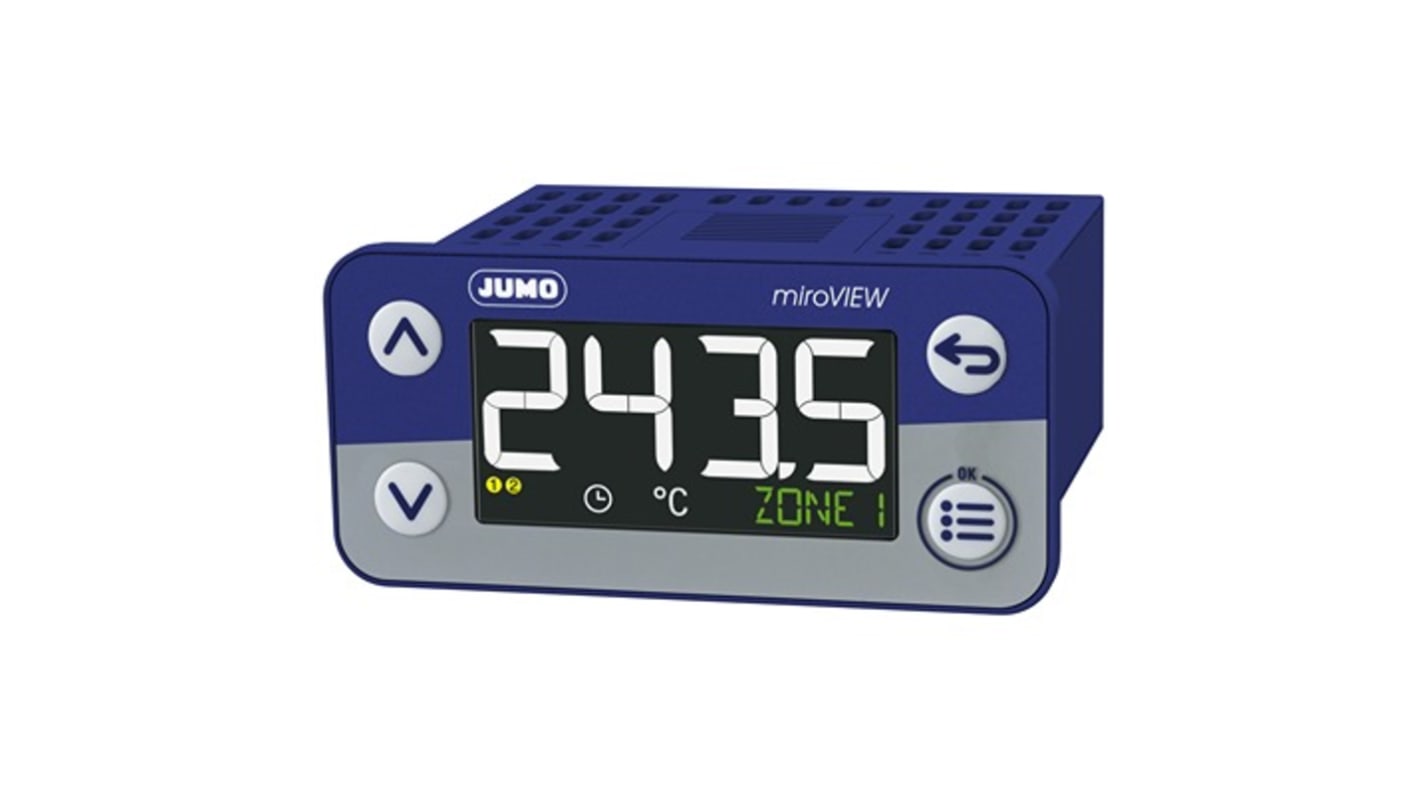 Jumo miroVIEW LCD Digital Panel Multi-Function Meter for Temperature, Thermocouple, 28.5mm x 69mm