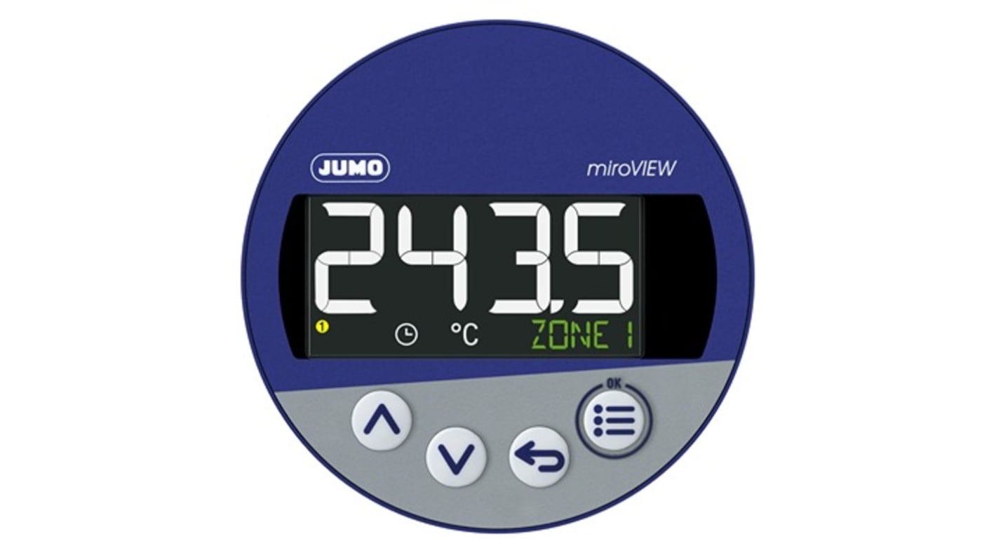 Jumo miroVIEW LCD Digital Panel Multi-Function Meter for PT100, PT1000, Temperature, 60.5mm x 88mm