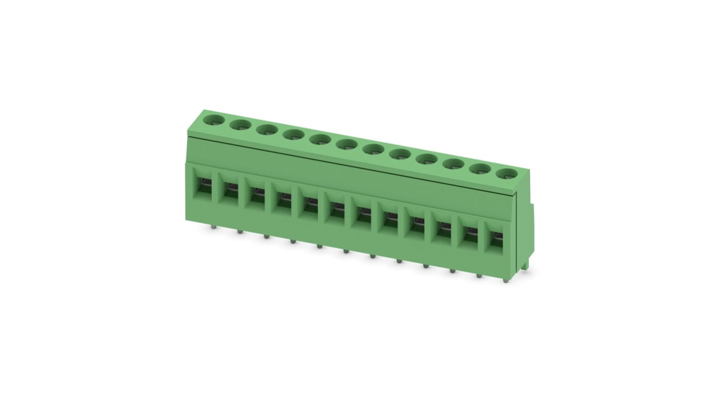 Phoenix Contact MKDS Series PCB Terminal Block, 12-Contact, 5.08mm Pitch, Through Hole Mount, 1-Row, Screw Termination